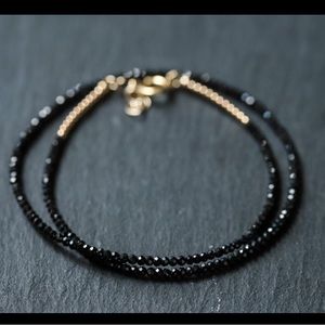 14k Gold Black Spinel Beaded necklace choker handmade jewelry